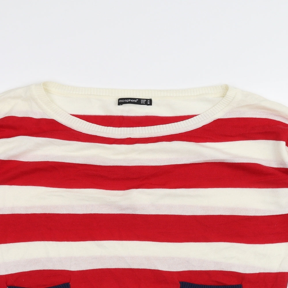 Atmosphere Womens White Striped  Basic T-Shirt Size 14