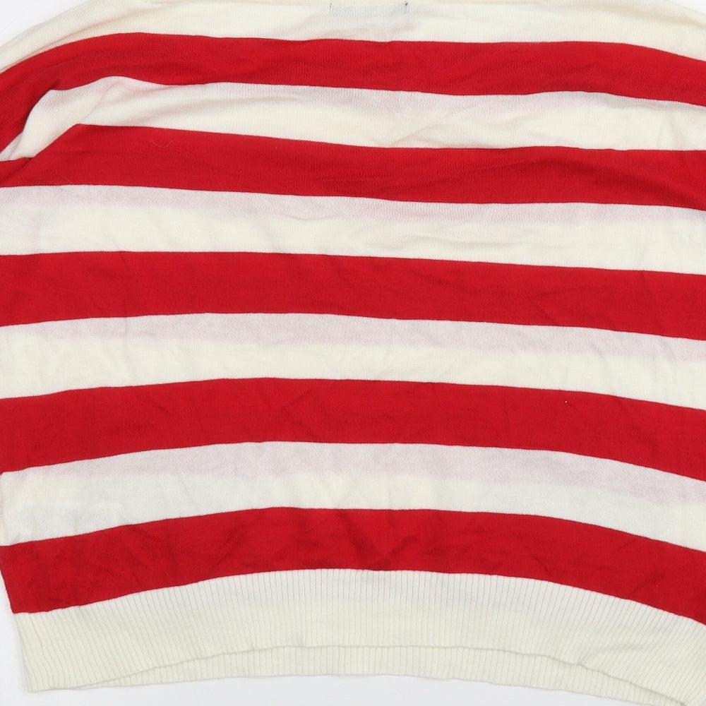 Atmosphere Womens White Striped  Basic T-Shirt Size 14