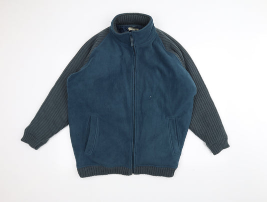 Front view of EWM men’s blue jacket, size L