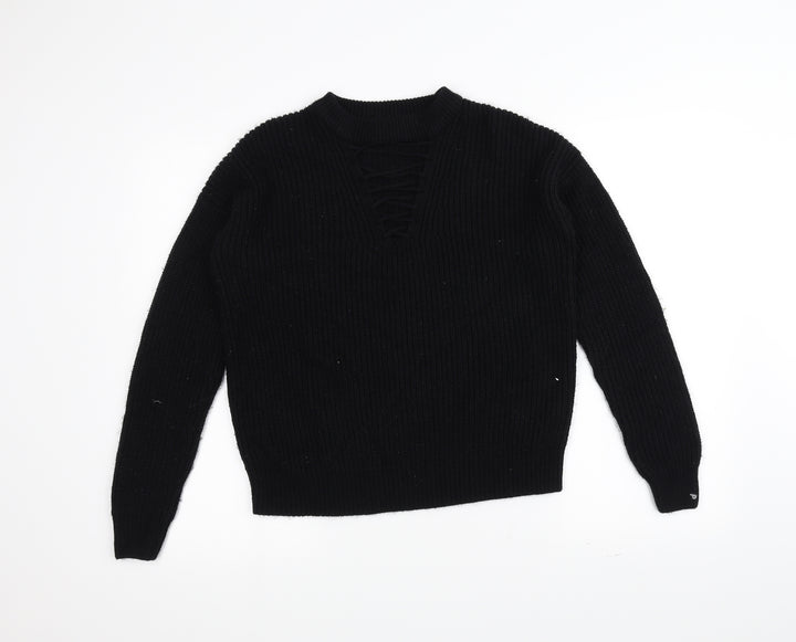 New Look Womens Black  Knit Pullover Jumper Size 8