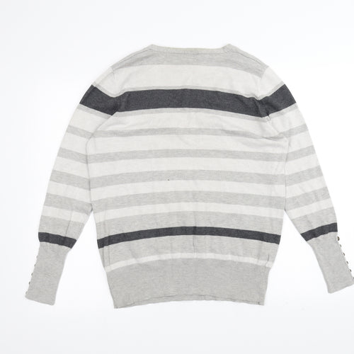 Papaya Womens White Striped  Pullover Jumper Size 16