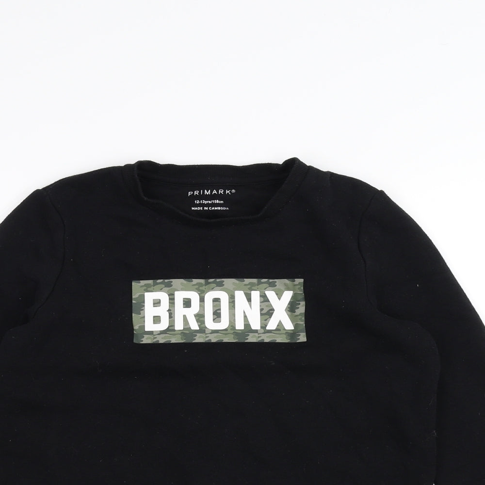 Primark Boys Black   Pullover Jumper Size 12-13 Years