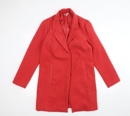Front view of Pep&Co women’s red overcoat coat, size UK 12