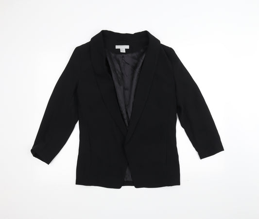 Front view of H&M women’s black jacket, size UK 10