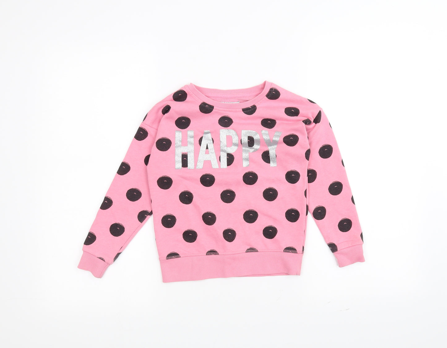 Primark Girls Pink Polka Dot  Pullover Jumper Size 6-7 Years