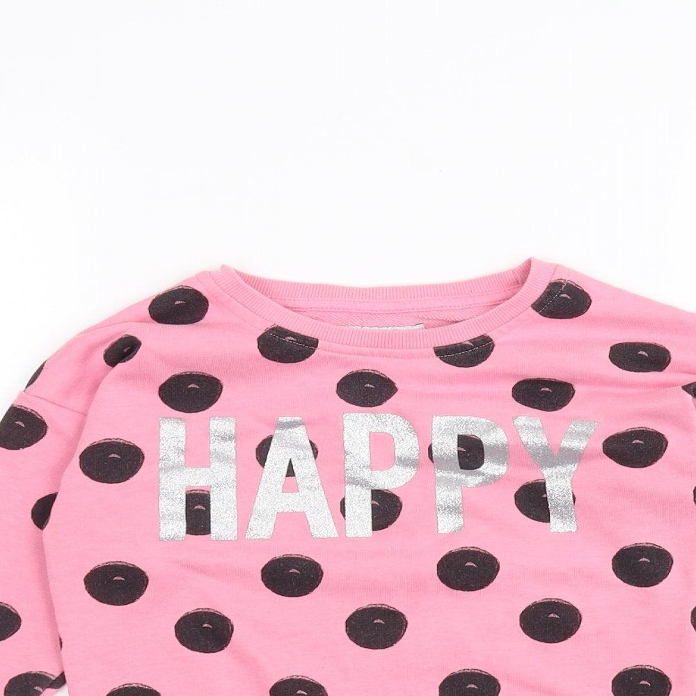 Primark Girls Pink Polka Dot  Pullover Jumper Size 6-7 Years