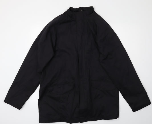 Front view of Debenhams men’s black rain coat coat, size M