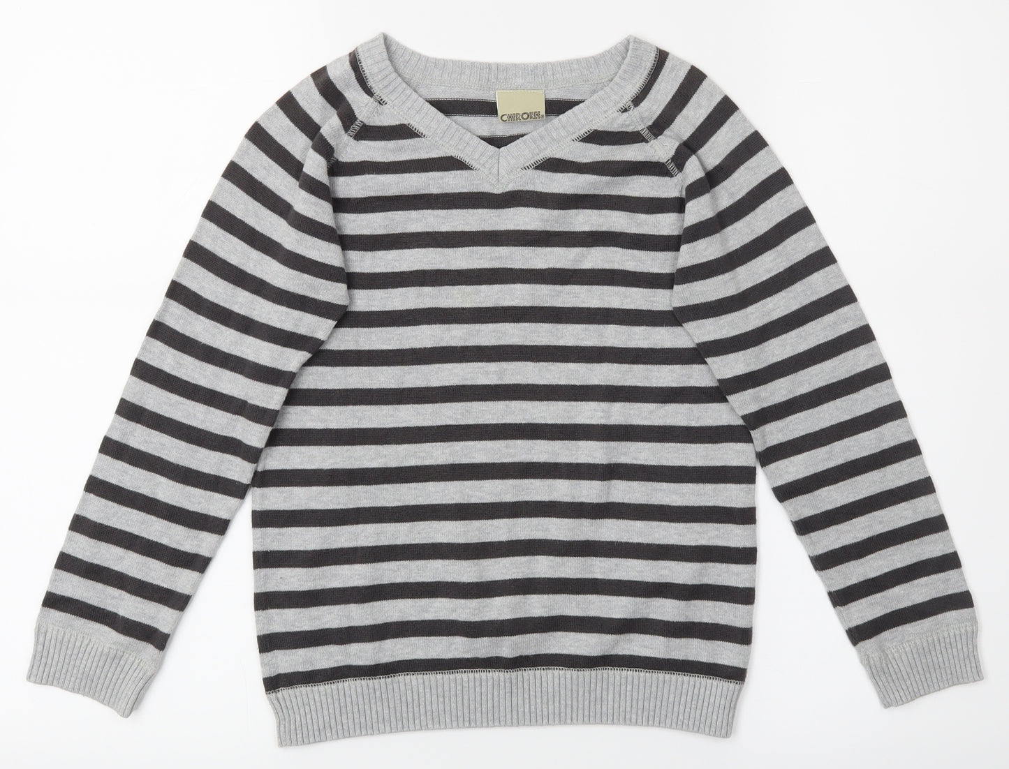 Cherokee Boys Grey Striped  Pullover Jumper Size 5-6 Years
