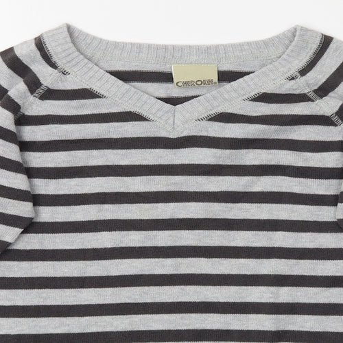 Cherokee Boys Grey Striped  Pullover Jumper Size 5-6 Years