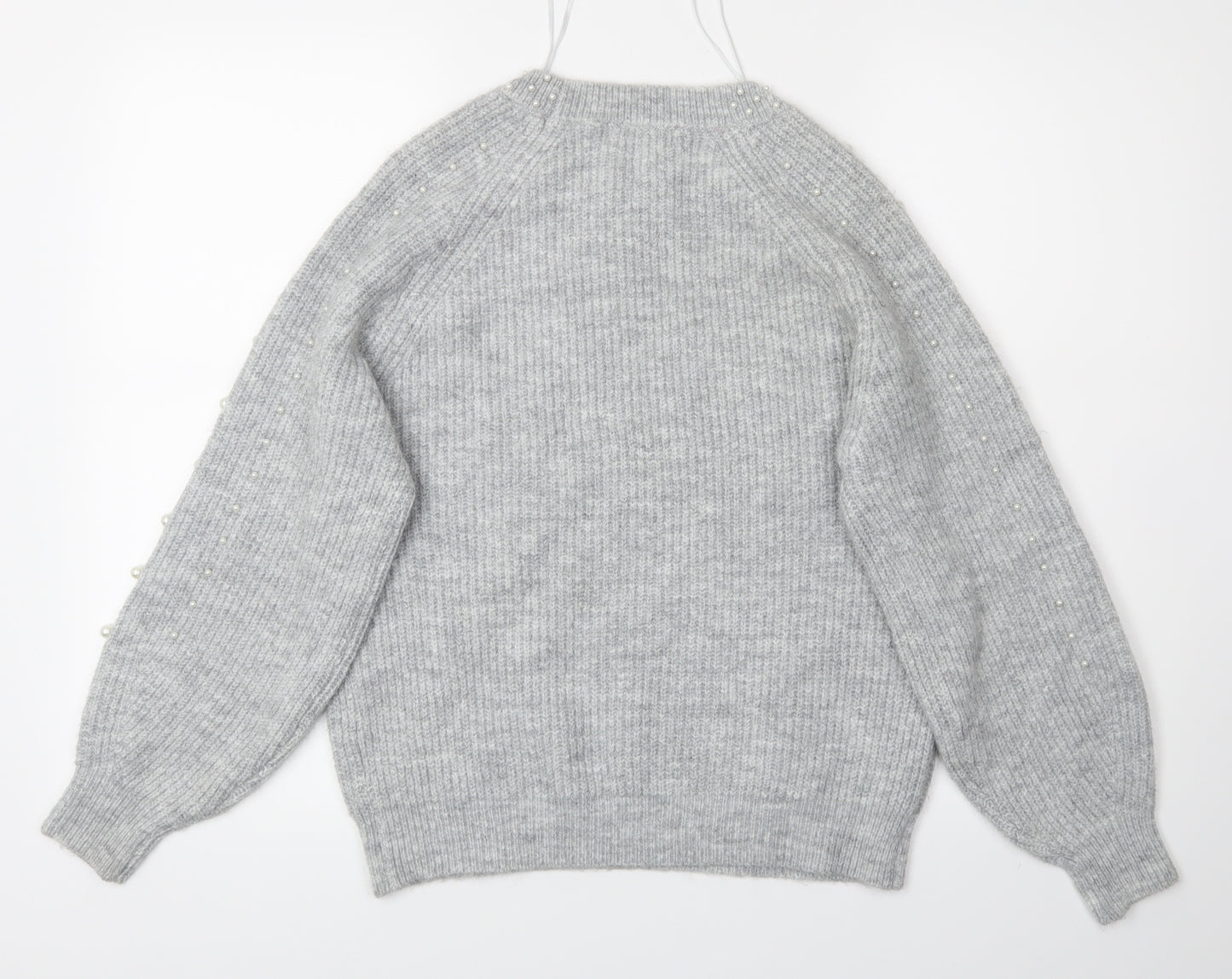 Papaya Womens Grey   Pullover Jumper Size M  - Fake Pearls