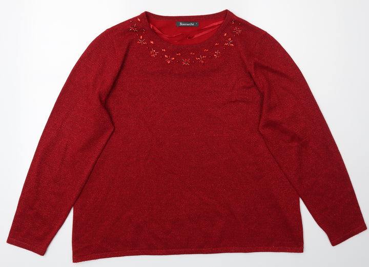 Bonmarché Womens Red Pullover Jumper Size L