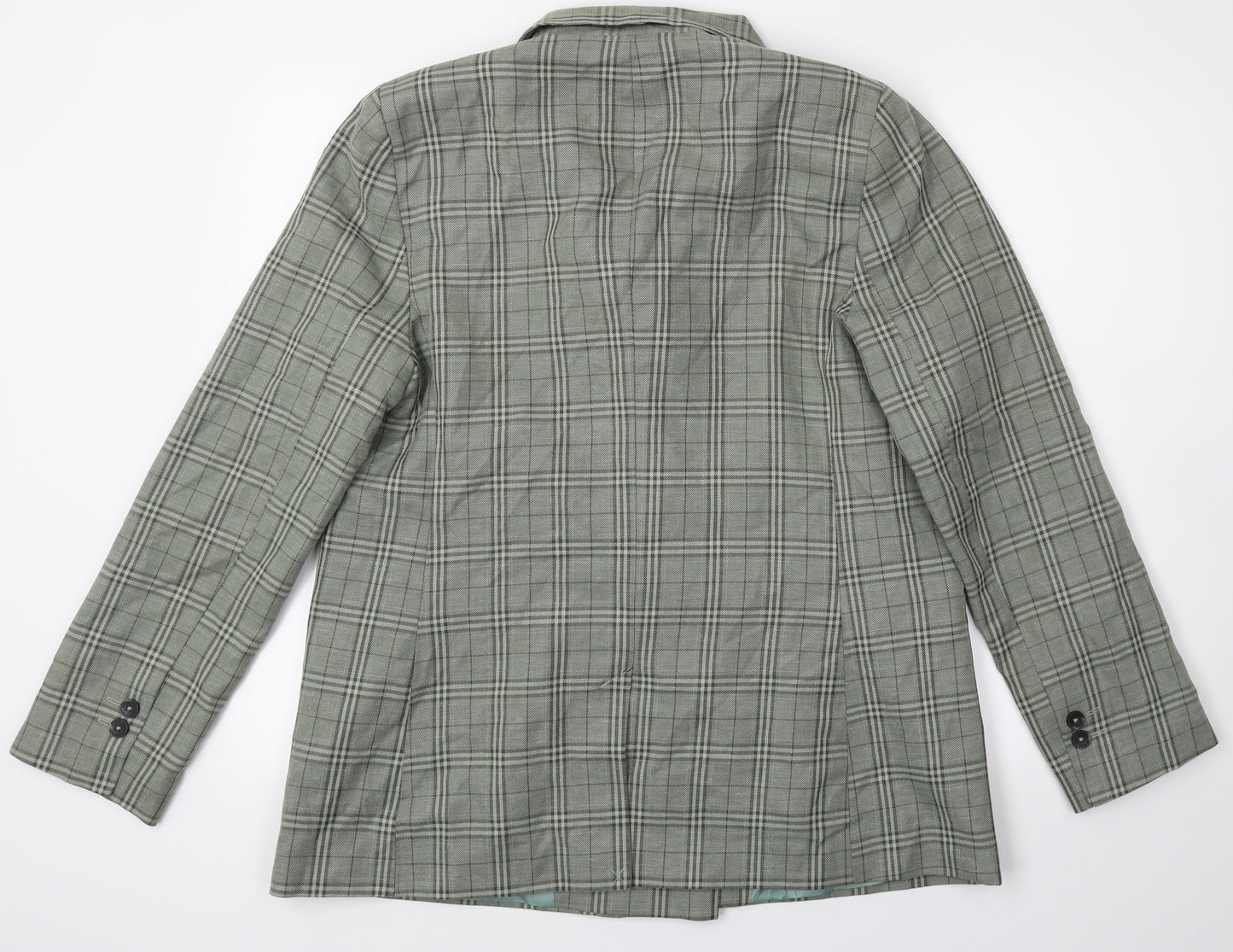 M&S Womens Green Plaid  Jacket Blazer Size 12