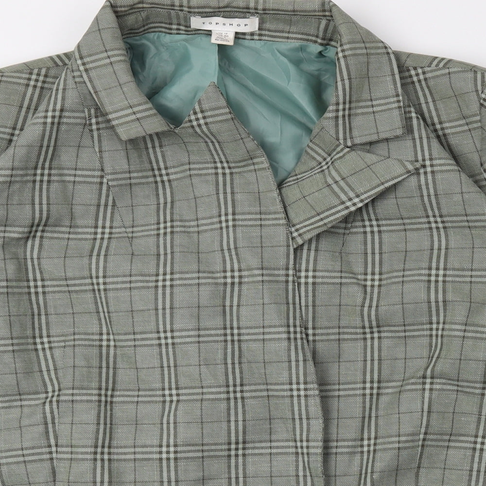 M&S Womens Green Plaid  Jacket Blazer Size 12