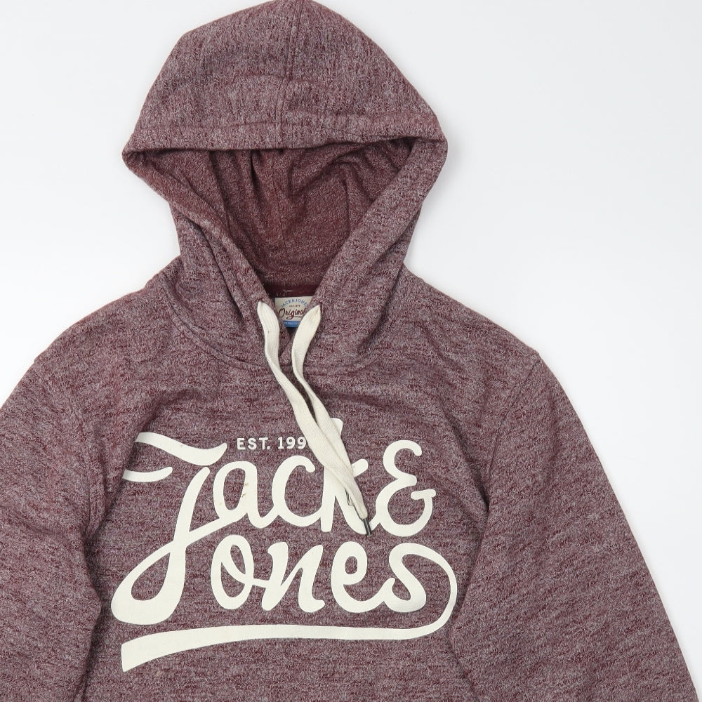 JACK & JONES Mens Red   Pullover Hoodie Size M
