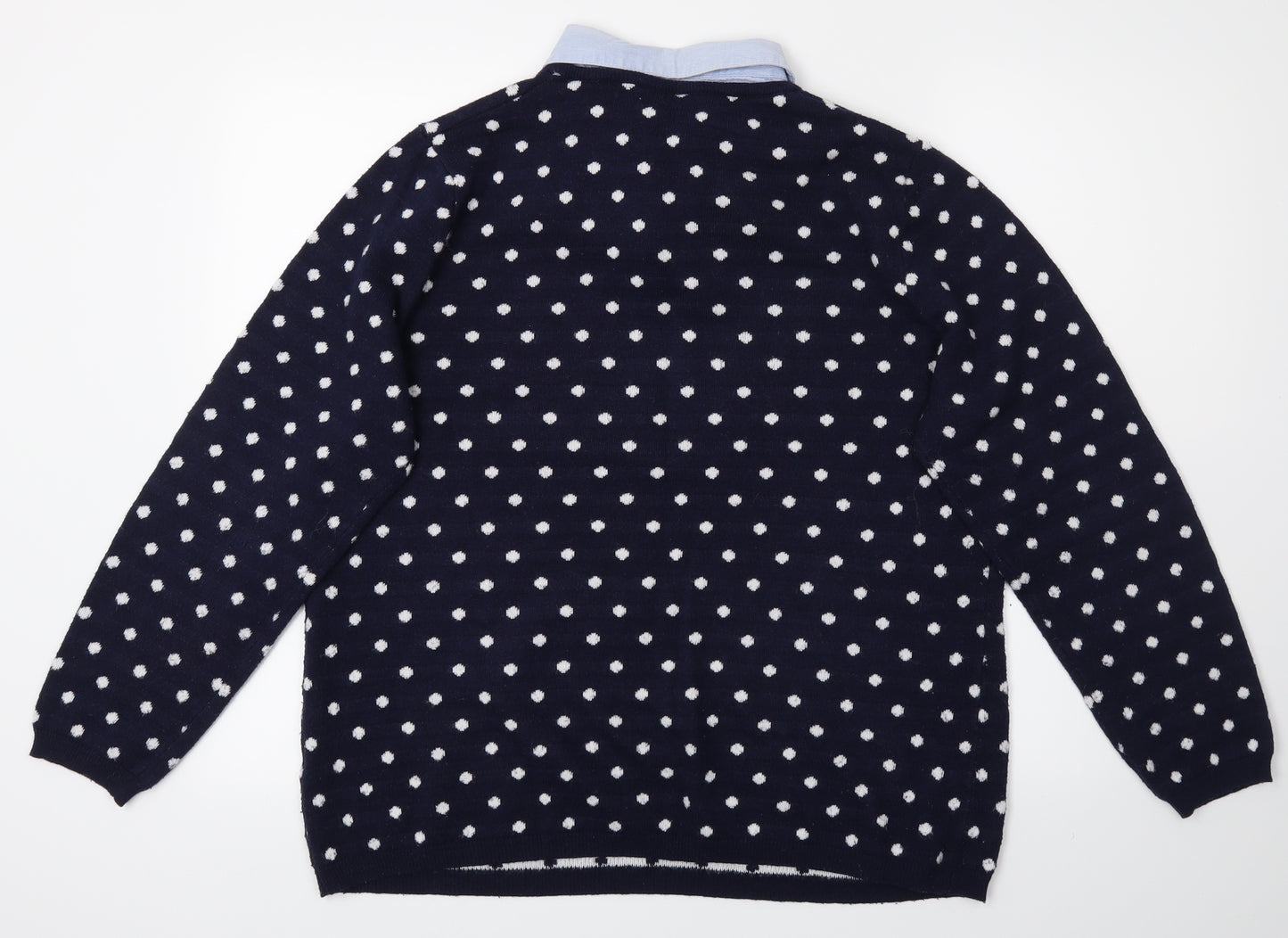 Bonmarché Mens Blue Polka Dot  Pullover Jumper Size L