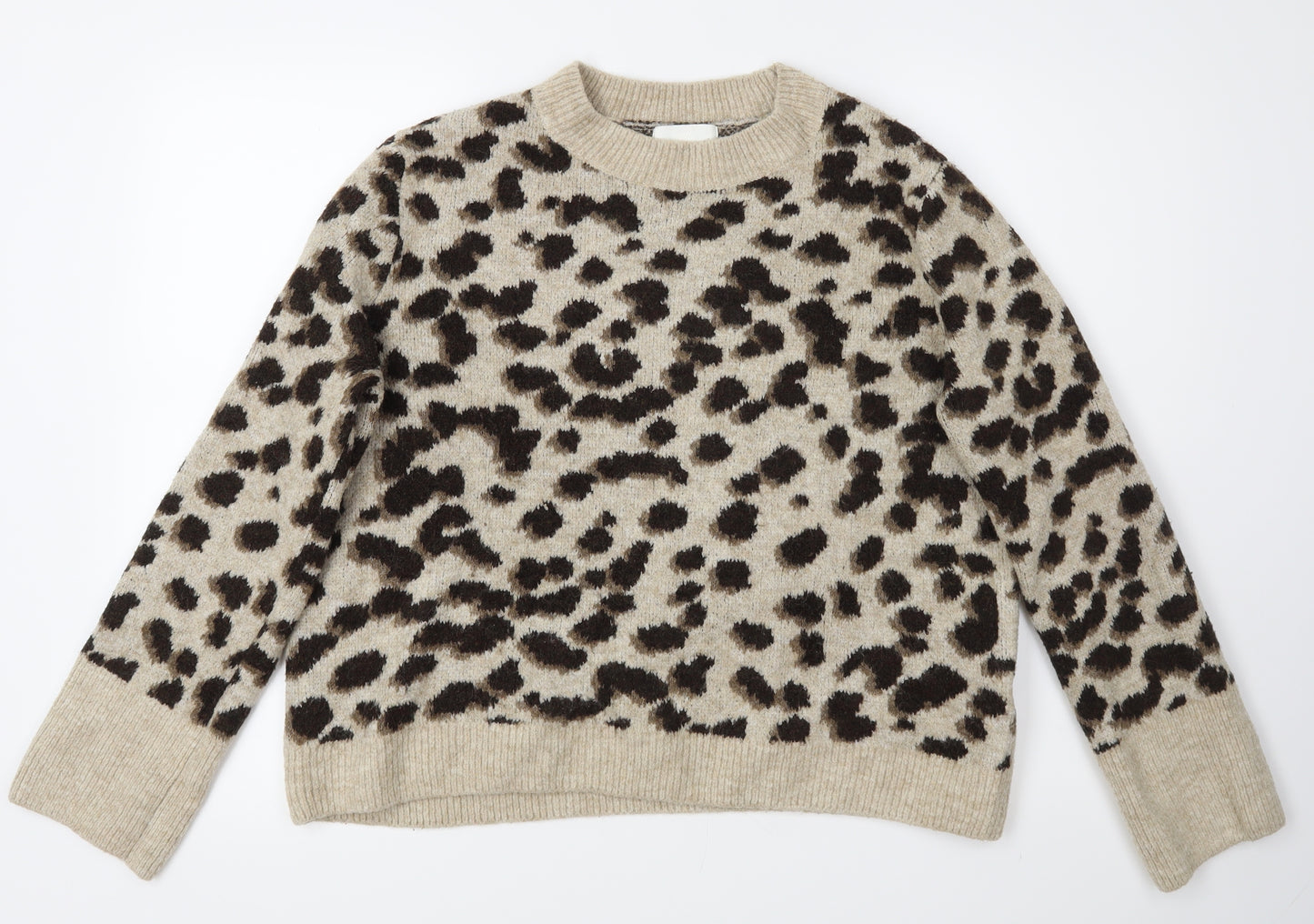 H&M Womens Yellow Animal Print  Pullover Jumper Size M