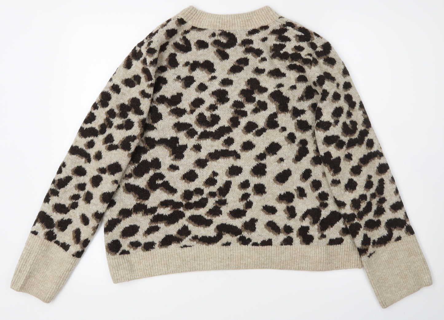 H&M Womens Yellow Animal Print  Pullover Jumper Size M