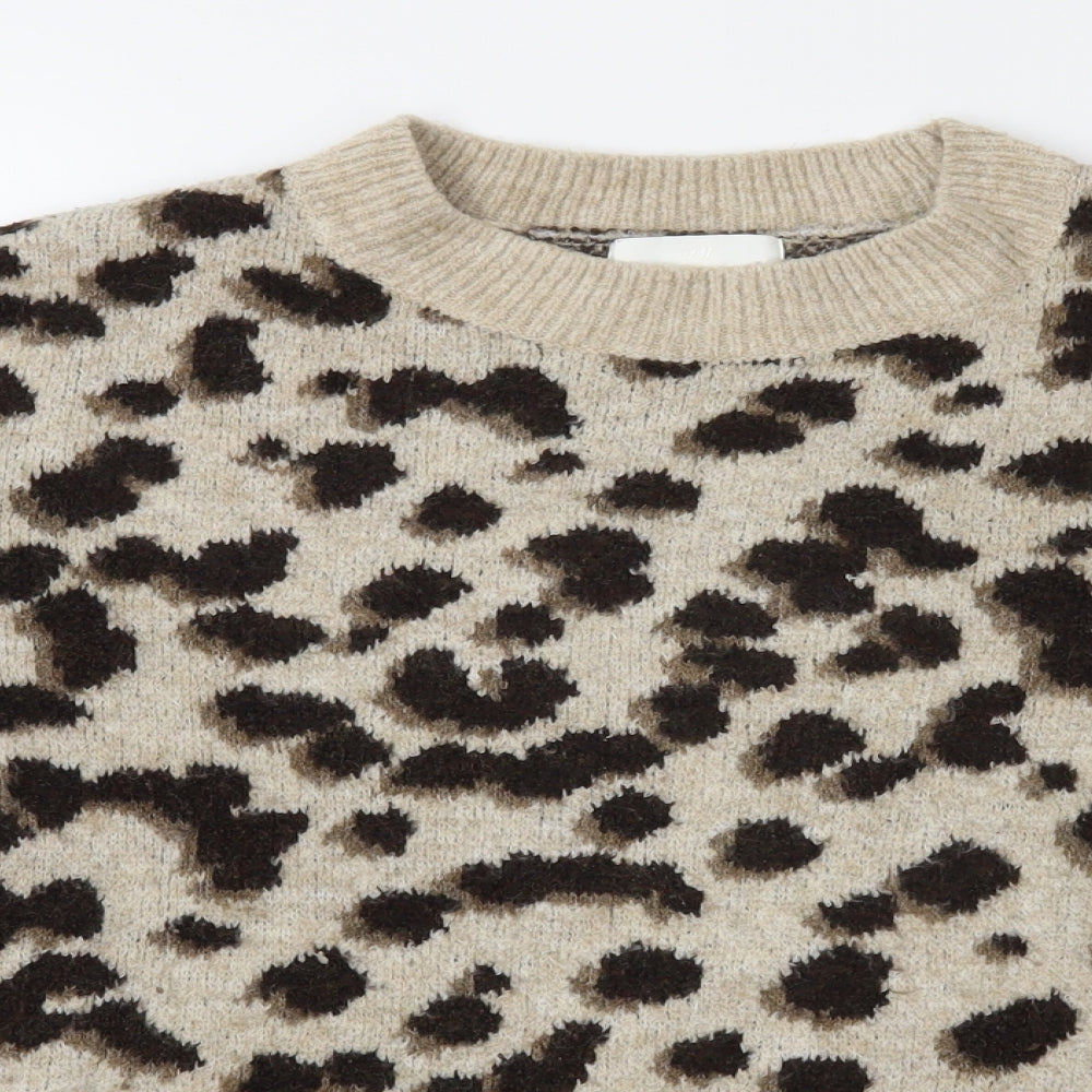 H&M Womens Yellow Animal Print  Pullover Jumper Size M