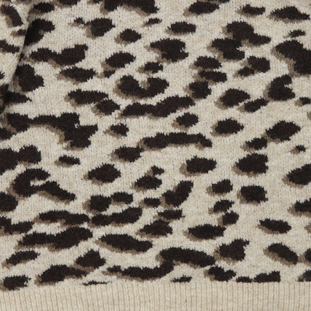 H&M Womens Yellow Animal Print  Pullover Jumper Size M