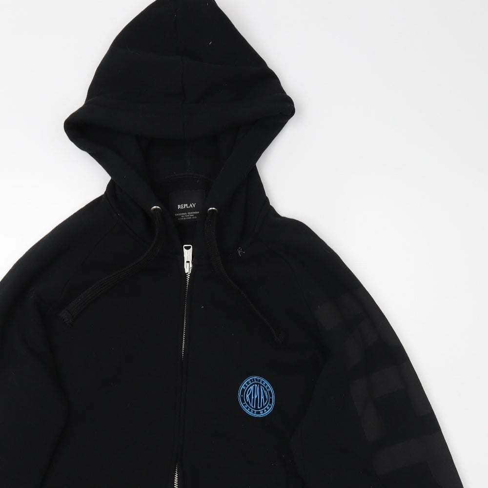 Replay Mens Black   Full Zip Hoodie Size L