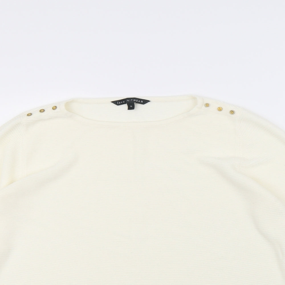Love Knitwear Womens Ivory   Pullover Jumper Size 16