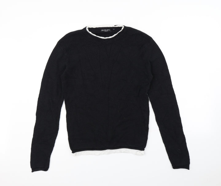 Brave Soul Mens Black Pullover Jumper Size M