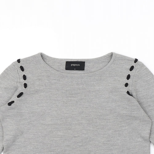 Papaya Womens Grey   Pullover Jumper Size S