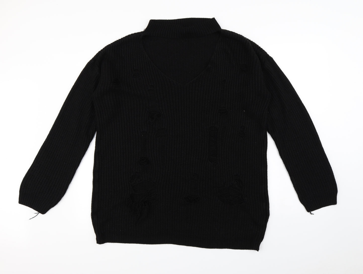Misguided   Womens Black   Pullover Jumper Size S  - Distressed