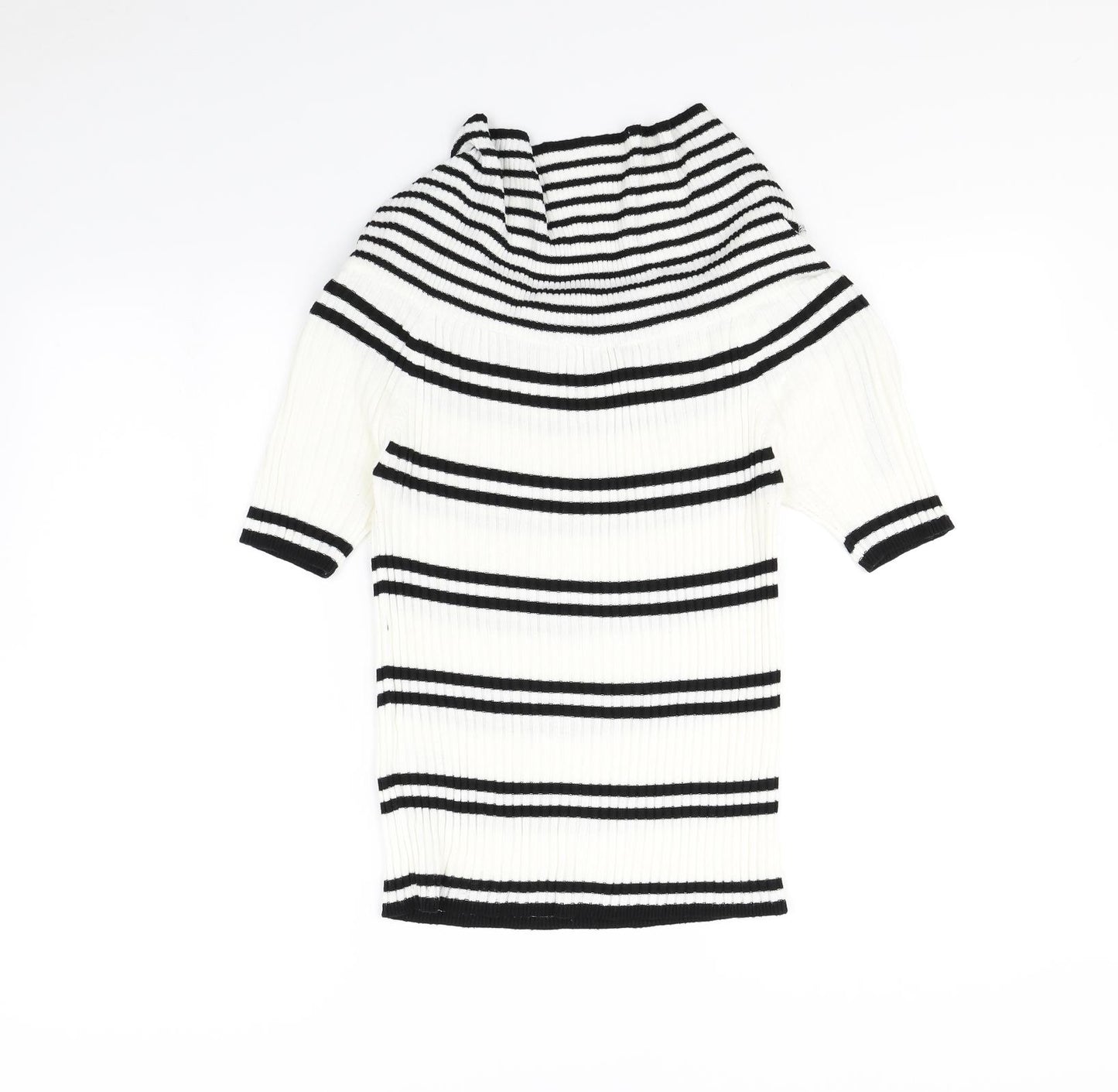 sense Womens White Striped  Pullover Jumper Size M