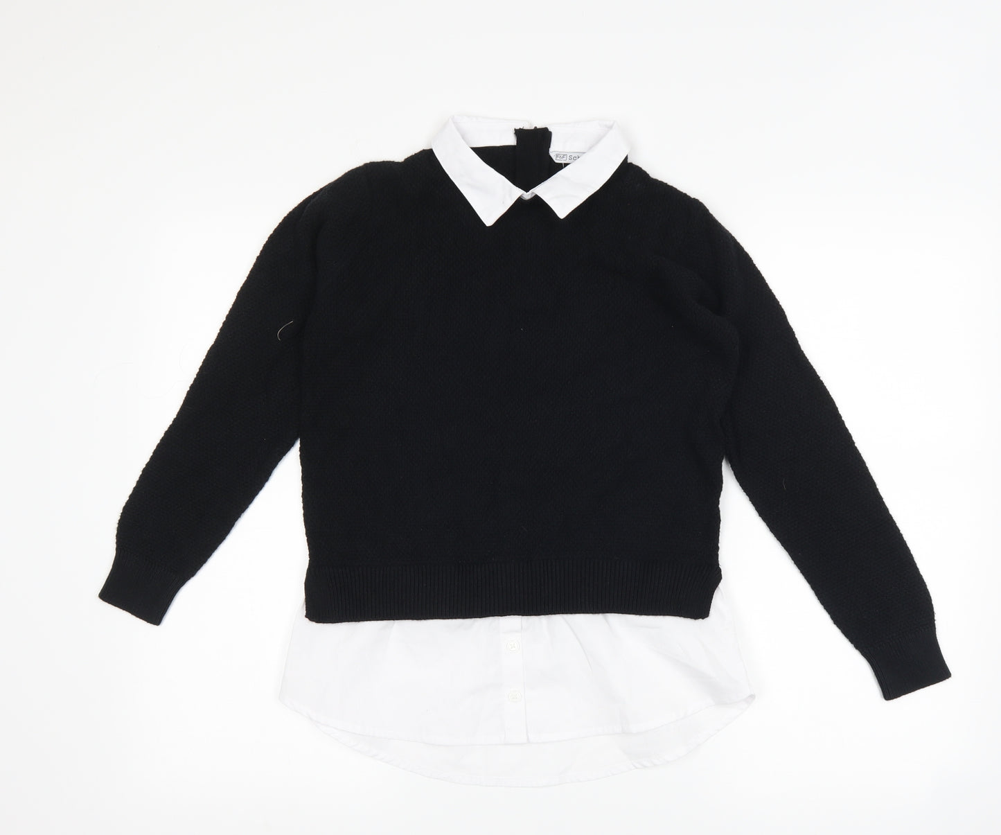 F&F Girls Black   Basic Blouse Size 11-12 Years  - School Wear