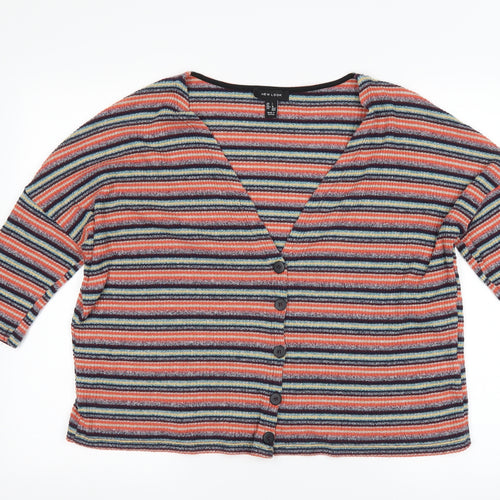 New Look Womens Red Striped  Cardigan Jumper Size L
