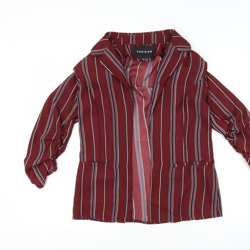 parisian Womens Purple Striped  Jacket Blazer Size 6  - 3/4 sleeves