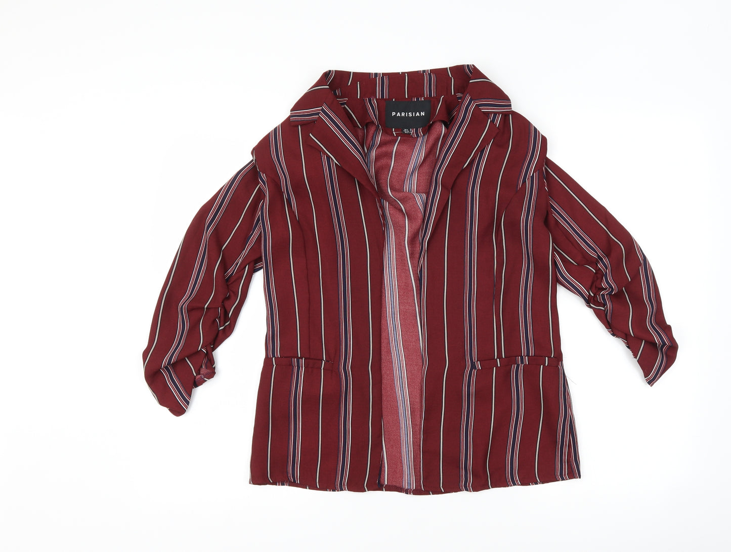 parisian Womens Purple Striped  Jacket Blazer Size 6  - 3/4 sleeves