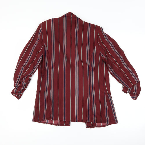 parisian Womens Purple Striped  Jacket Blazer Size 6  - 3/4 sleeves