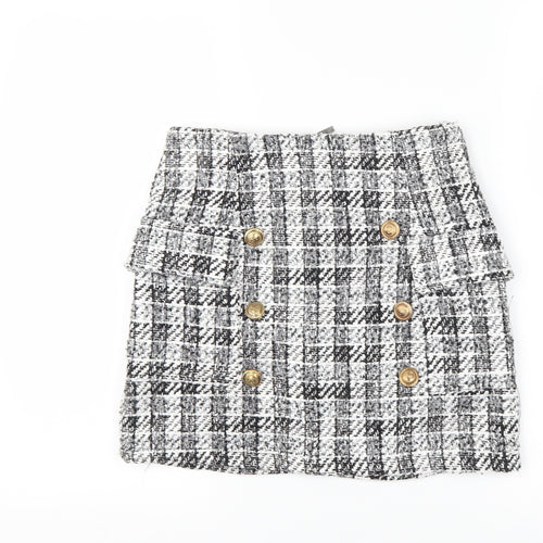 Preworn Womens Black Check  A-Line Skirt Size 26 in