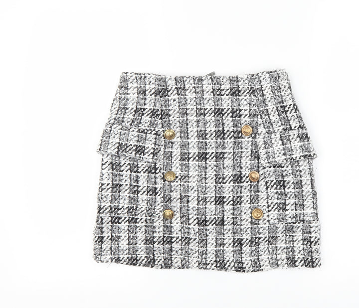Preworn Womens Black Check A-Line Skirt Size 26 in