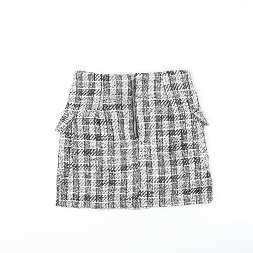 Preworn Womens Black Check  A-Line Skirt Size 26 in