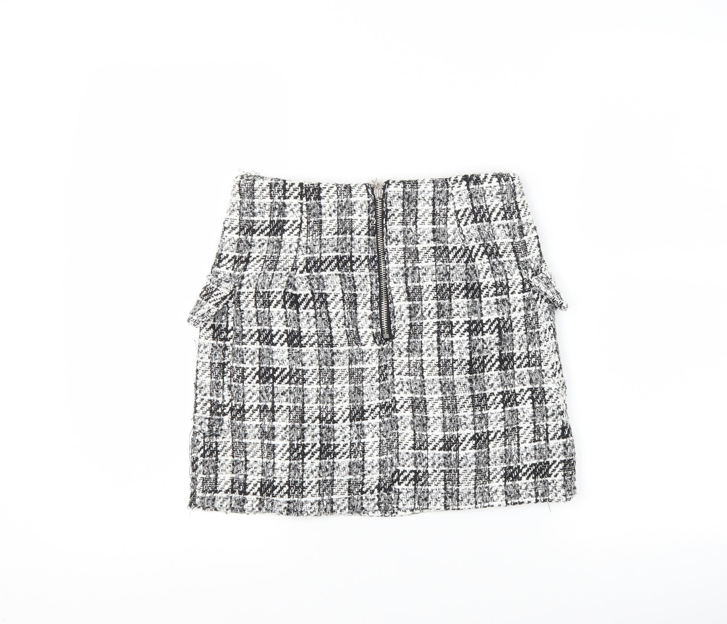 Preworn Womens Black Check  A-Line Skirt Size 26 in