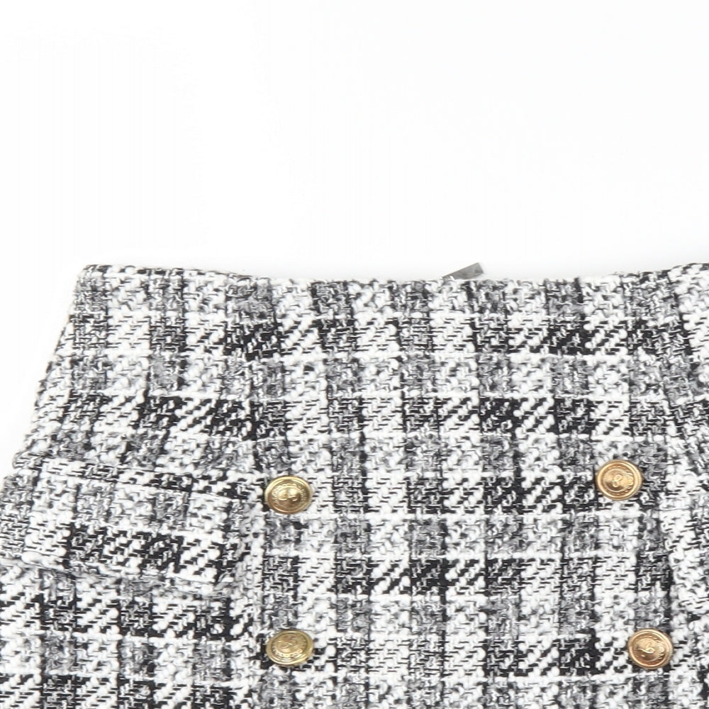 Preworn Womens Black Check  A-Line Skirt Size 26 in