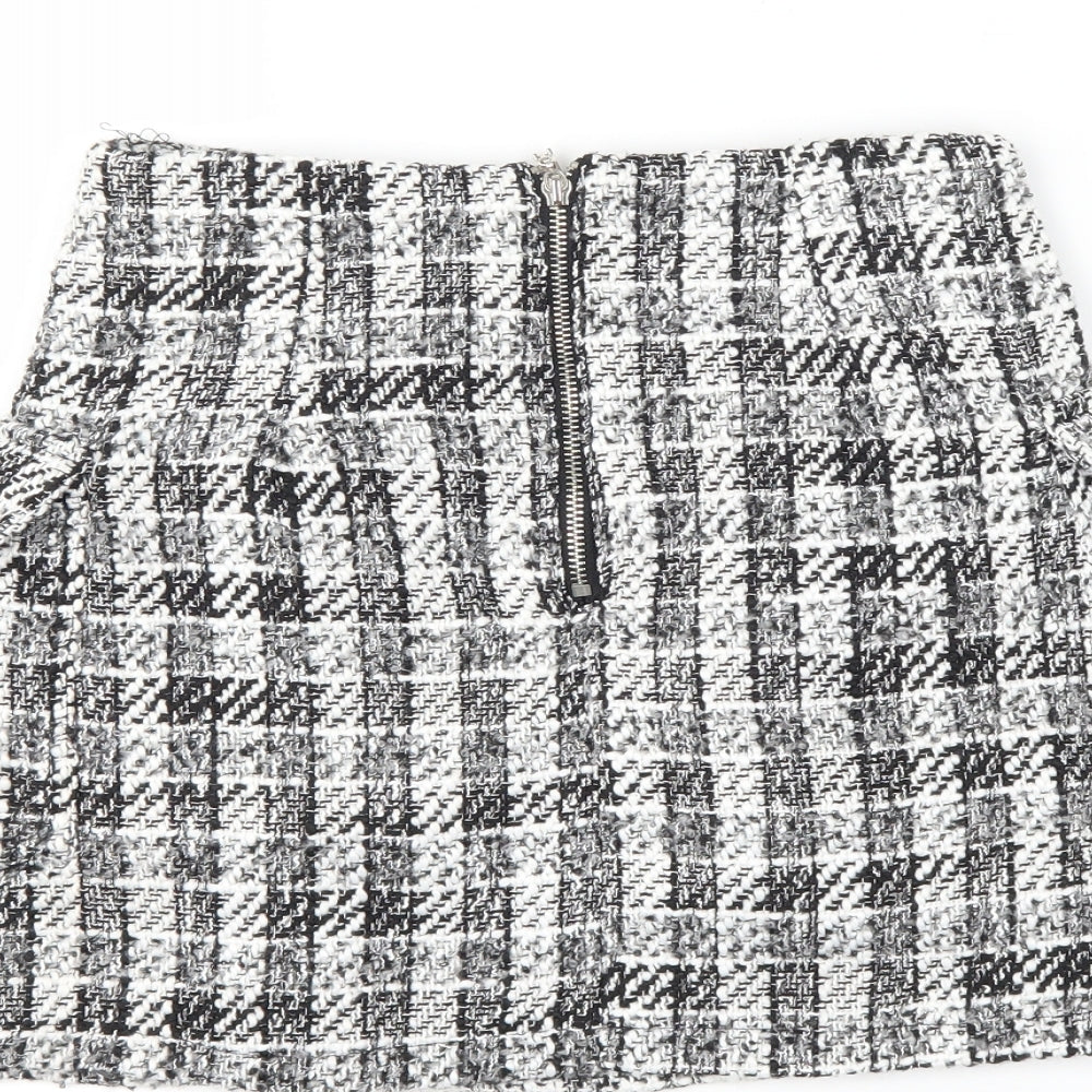 Preworn Womens Black Check  A-Line Skirt Size 26 in
