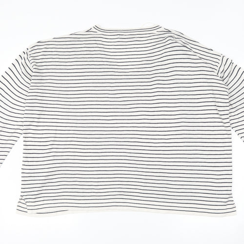 Marks and Spencer Womens White Striped Knit Pullover Jumper Size XL