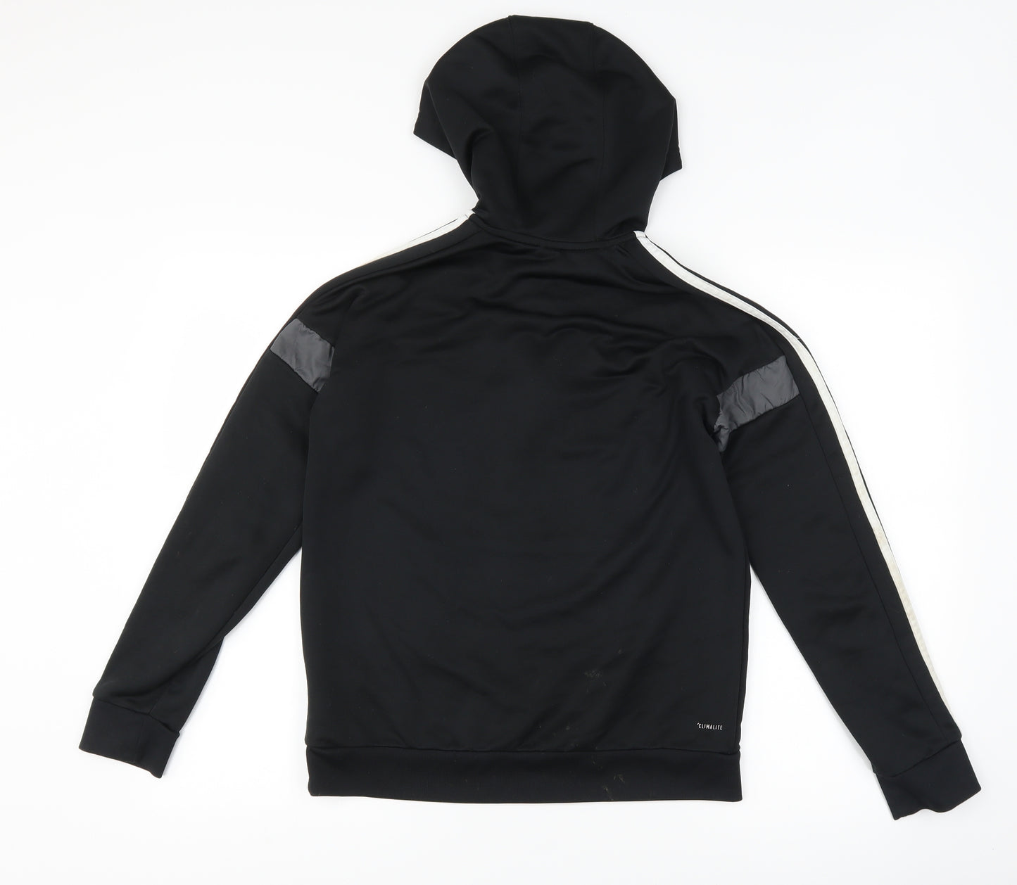 adidas Boys Black Striped  Pullover Hoodie Size 13-14 Years