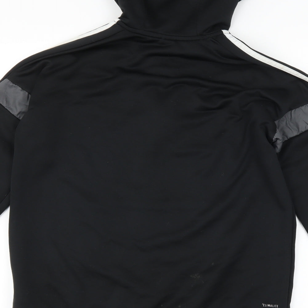adidas Boys Black Striped  Pullover Hoodie Size 13-14 Years