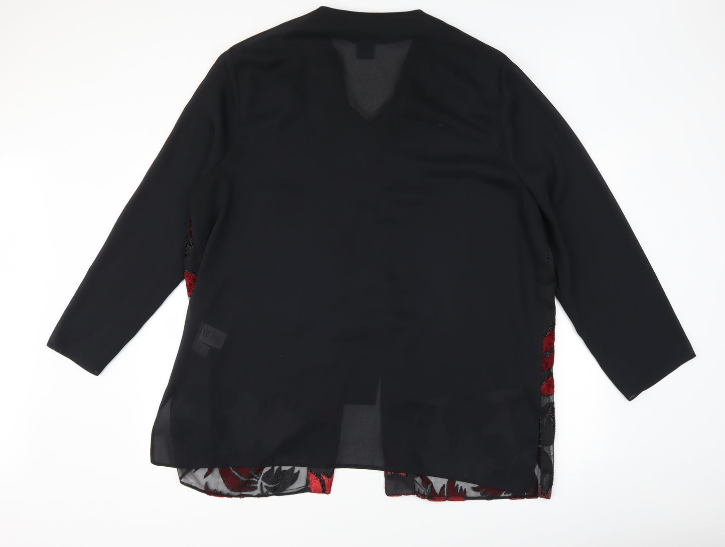 Canada Womens Black Floral  Basic Button-Up Size 22  - top and cardigan in one