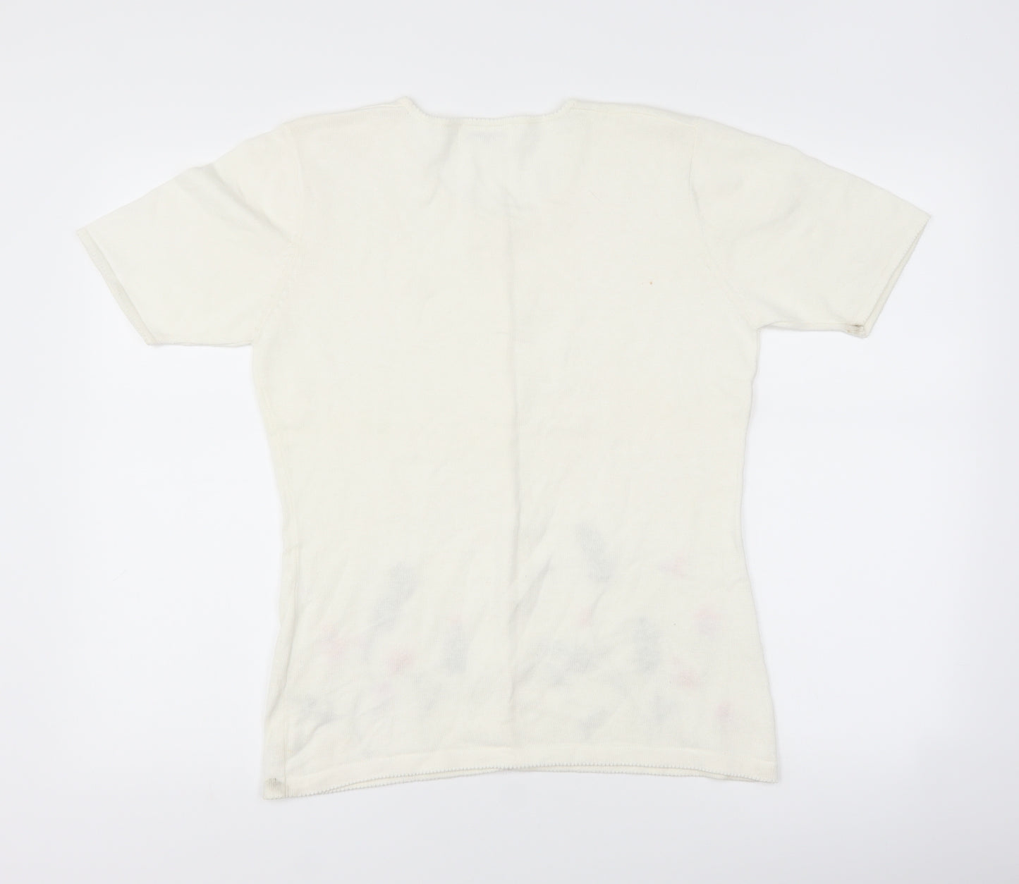 Fabrizio Womens White Floral  Cardigan Jumper Size M