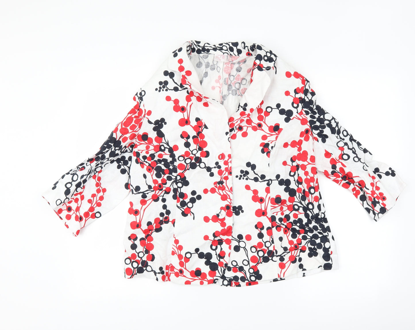 Libra Womens White Polka Dot  Jacket Blazer Size 16