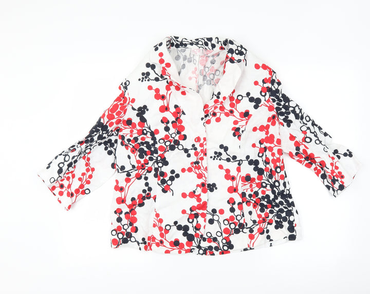 Libra Womens White Polka Dot Jacket Blazer Size 16