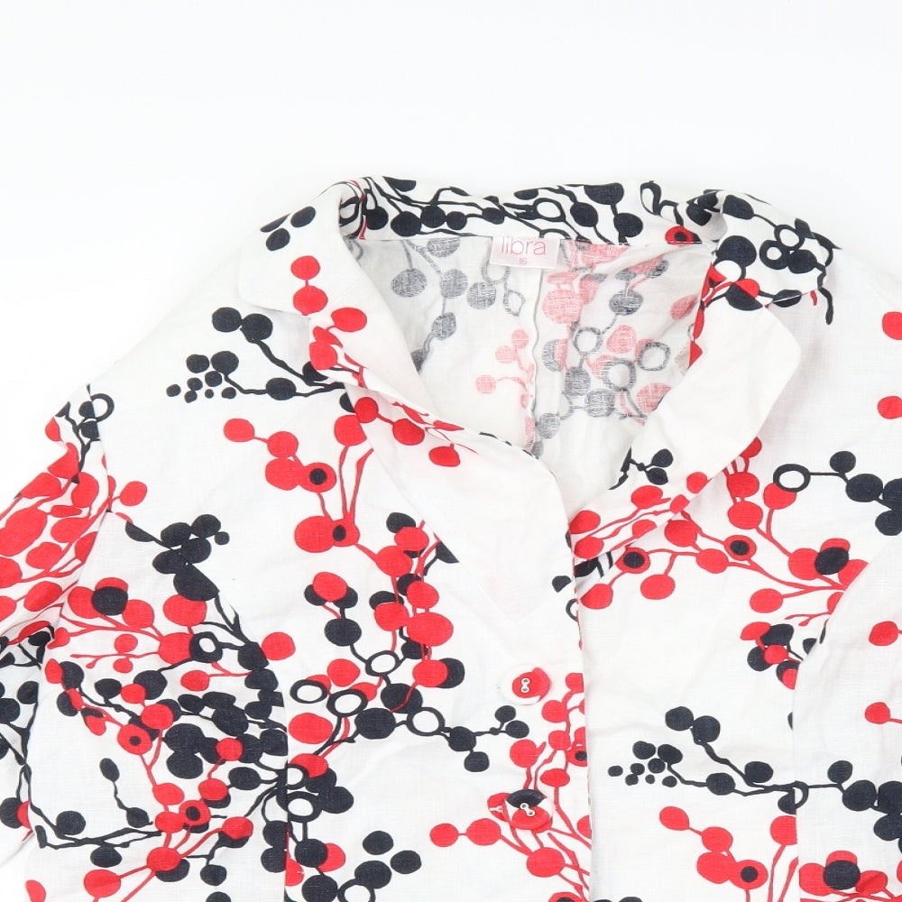 Libra Womens White Polka Dot  Jacket Blazer Size 16