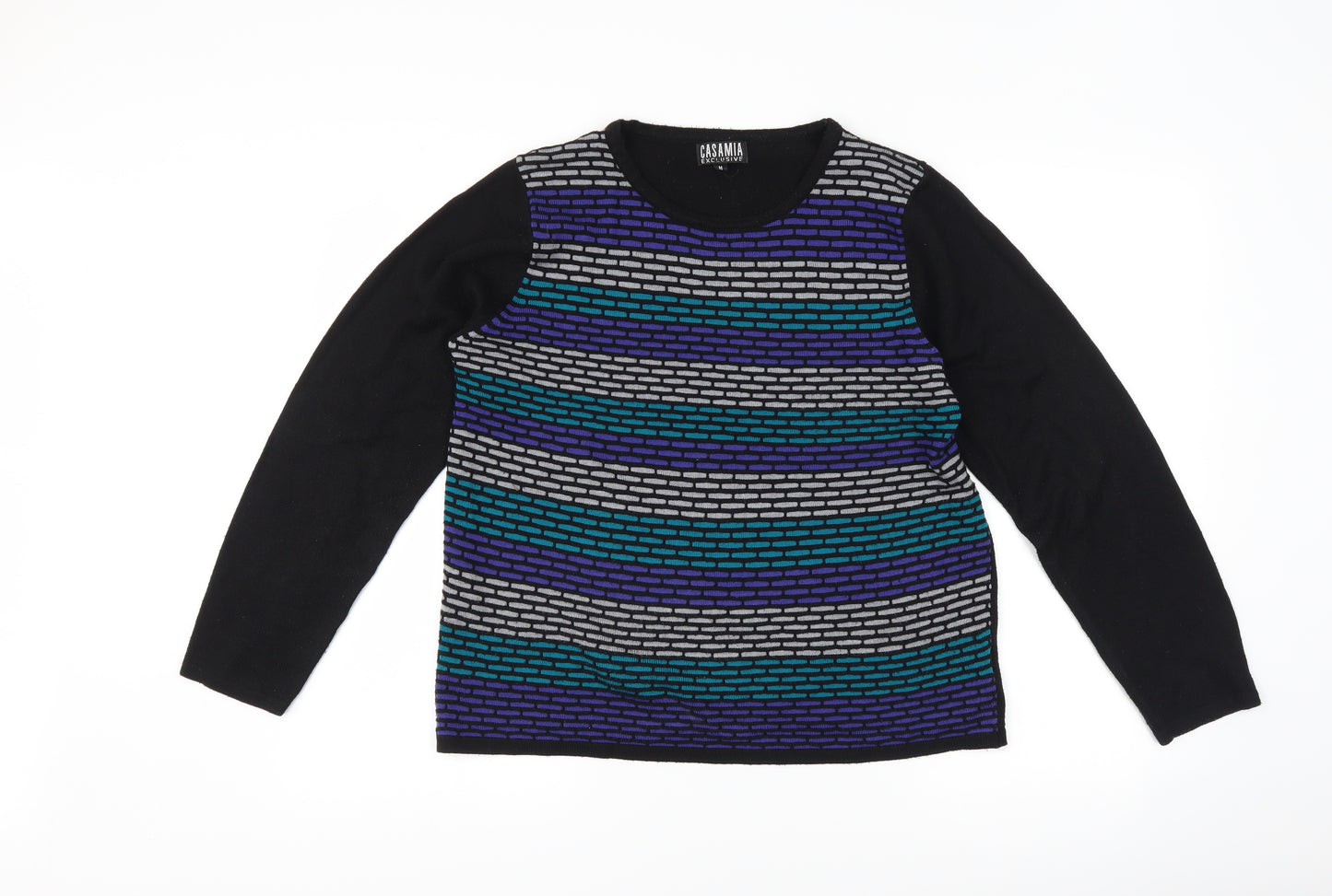 Casamia Womens Black Striped  Pullover Jumper Size M