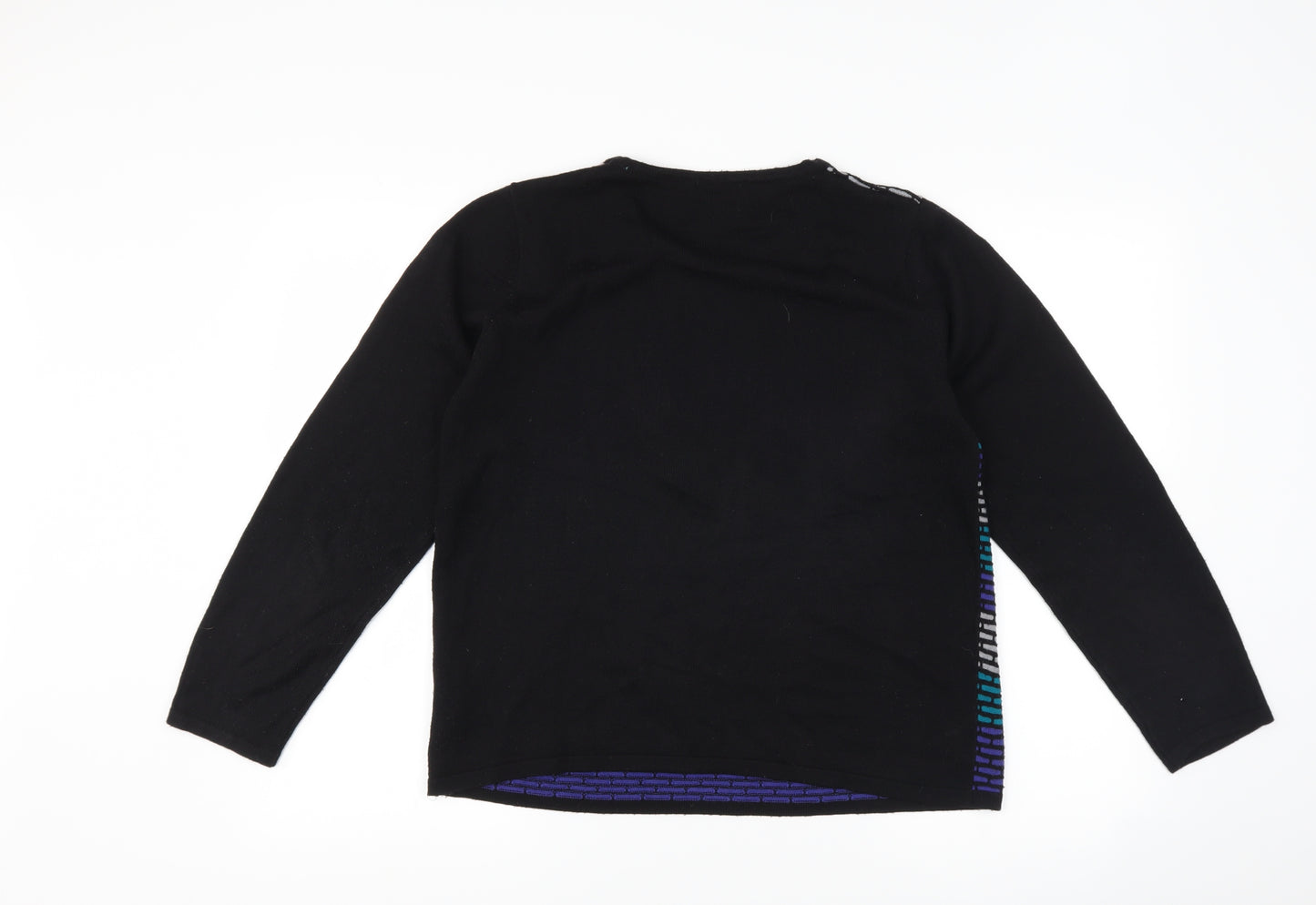 Casamia Womens Black Striped  Pullover Jumper Size M